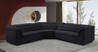 Meridian Furniture - Cascade 148" Black Velvet Upholstered 3pc. Sectional - 194Black-Sectional - GreatFurnitureDeal