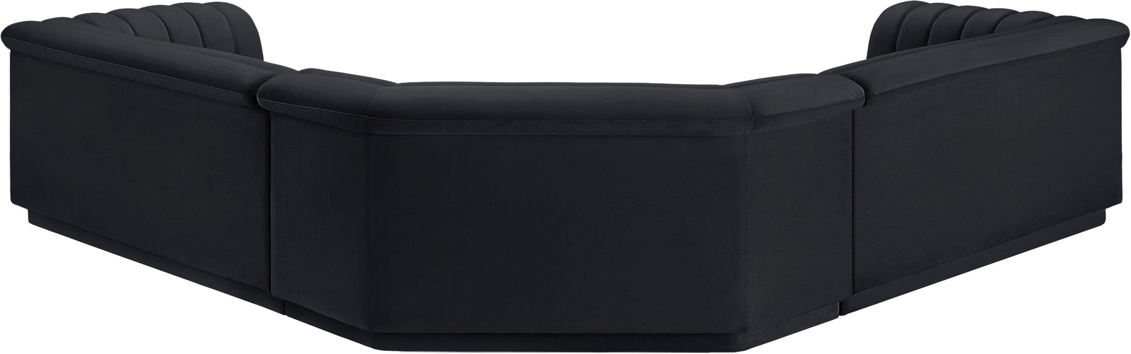 Meridian Furniture - Cascade 148" Black Velvet Upholstered 3pc. Sectional - 194Black-Sectional - GreatFurnitureDeal