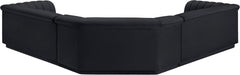 Meridian Furniture - Cascade 148" Black Velvet Upholstered 3pc. Sectional - 194Black-Sectional - GreatFurnitureDeal