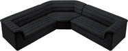 Meridian Furniture - Cascade 148" Black Velvet Upholstered 3pc. Sectional - 194Black-Sectional - GreatFurnitureDeal