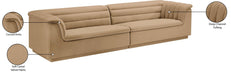 Meridian Furniture - Cascade 118" Camel Velvet Upholstered Sofa - 194Camel-S119 - GreatFurnitureDeal