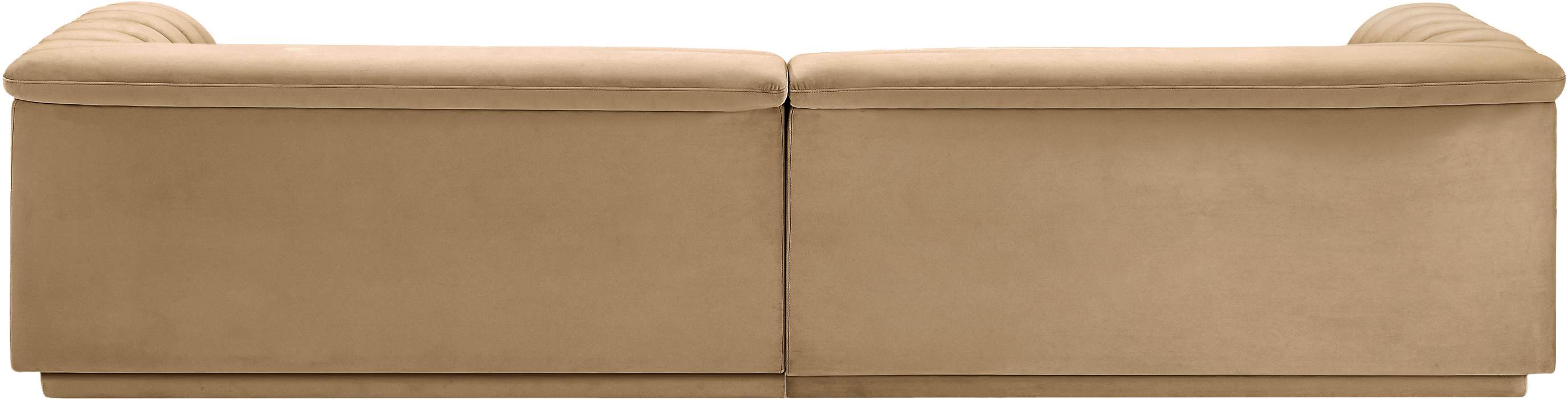 Meridian Furniture - Cascade 118" Camel Velvet Upholstered Sofa - 194Camel-S119 - GreatFurnitureDeal