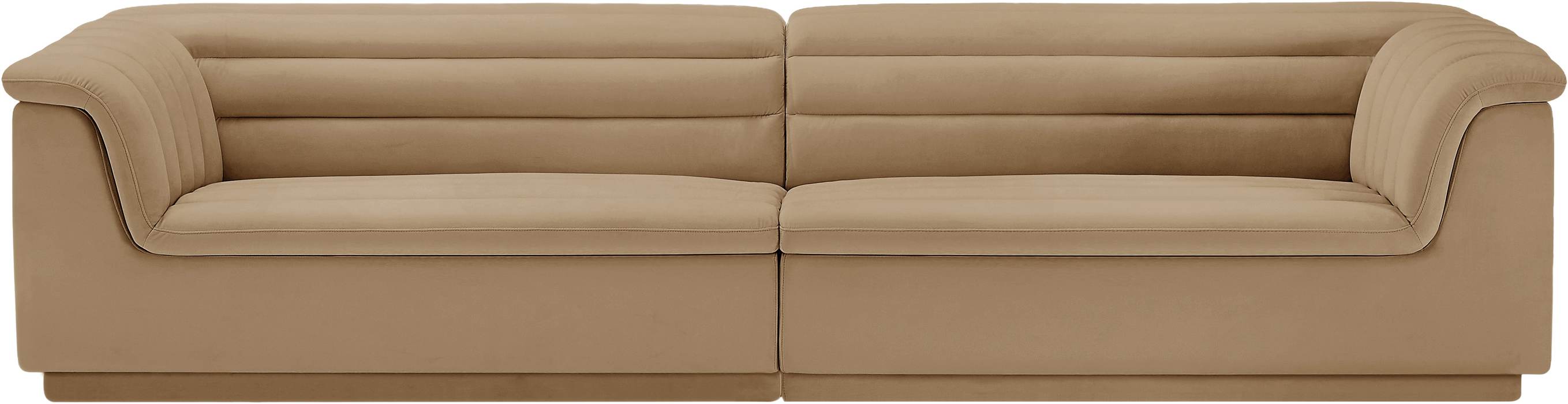 Meridian Furniture - Cascade 118" Camel Velvet Upholstered Sofa - 194Camel-S119 - GreatFurnitureDeal