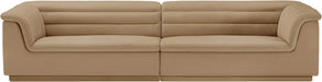 Meridian Furniture - Cascade 118" Camel Velvet Upholstered Sofa - 194Camel-S119 - GreatFurnitureDeal
