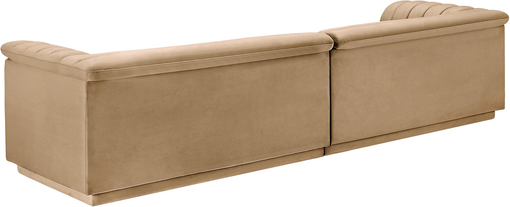 Meridian Furniture - Cascade 118" Camel Velvet Upholstered Sofa - 194Camel-S119 - GreatFurnitureDeal