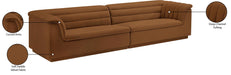 Meridian Furniture - Cascade 118" Saddle Velvet Upholstered Sofa - 194Saddle-S119 - GreatFurnitureDeal