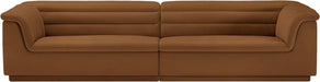 Meridian Furniture - Cascade 118" Saddle Velvet Upholstered Sofa - 194Saddle-S119 - GreatFurnitureDeal