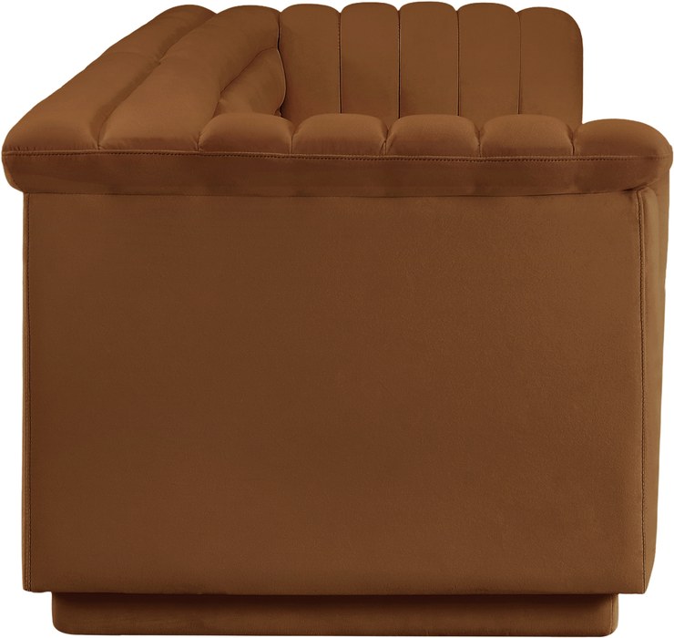 Meridian Furniture - Cascade 118" Saddle Velvet Upholstered Sofa - 194Saddle-S119 - GreatFurnitureDeal