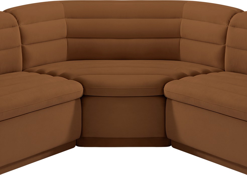 Meridian Furniture - Cascade 148" Saddle Velvet Upholstered 3pc. Sectional - 194Saddle-Sectional - GreatFurnitureDeal