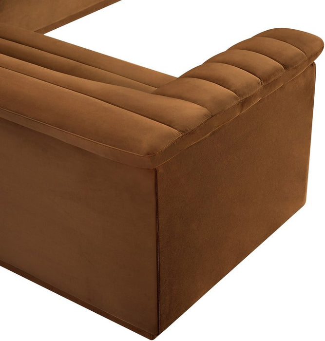 Meridian Furniture - Cascade 148" Saddle Velvet Upholstered 3pc. Sectional - 194Saddle-Sectional - GreatFurnitureDeal
