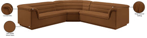 Meridian Furniture - Cascade 148" Saddle Velvet Upholstered 3pc. Sectional - 194Saddle-Sectional - GreatFurnitureDeal