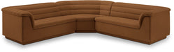 Meridian Furniture - Cascade 148" Saddle Velvet Upholstered 3pc. Sectional - 194Saddle-Sectional - GreatFurnitureDeal