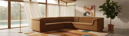 Meridian Furniture - Cascade 148" Saddle Velvet Upholstered 3pc. Sectional - 194Saddle-Sectional - GreatFurnitureDeal