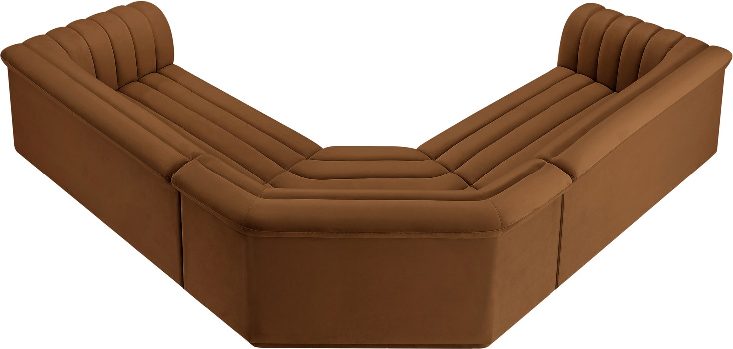 Meridian Furniture - Cascade 148" Saddle Velvet Upholstered 3pc. Sectional - 194Saddle-Sectional - GreatFurnitureDeal