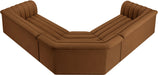 Meridian Furniture - Cascade 148" Saddle Velvet Upholstered 3pc. Sectional - 194Saddle-Sectional - GreatFurnitureDeal