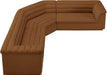 Meridian Furniture - Cascade 148" Saddle Velvet Upholstered 3pc. Sectional - 194Saddle-Sectional - GreatFurnitureDeal