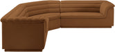 Meridian Furniture - Cascade 148" Saddle Velvet Upholstered 3pc. Sectional - 194Saddle-Sectional - GreatFurnitureDeal