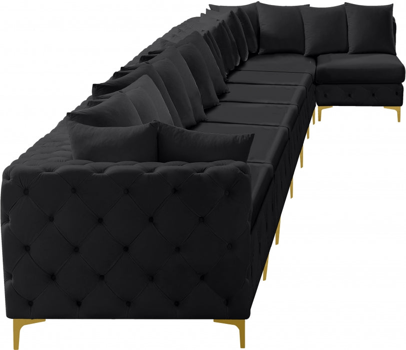 Meridian Furniture - Tremblay 228" Velvet Upholstered 8 Piece Modular Sectional - 686Black-Sec8B - GreatFurnitureDeal