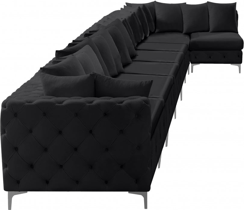 Meridian Furniture - Tremblay 228" Velvet Upholstered 8 Piece Modular Sectional - 686Black-Sec8B - GreatFurnitureDeal