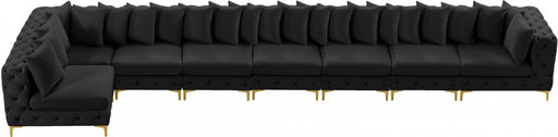 Meridian Furniture - Tremblay 228" Velvet Upholstered 8 Piece Modular Sectional - 686Black-Sec8B - GreatFurnitureDeal