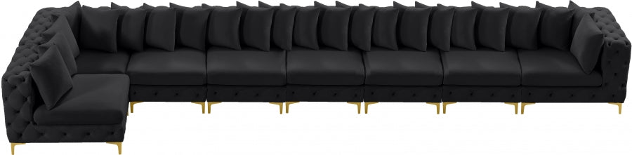 Meridian Furniture - Tremblay 228" Velvet Upholstered 8 Piece Modular Sectional - 686Black-Sec8B - GreatFurnitureDeal