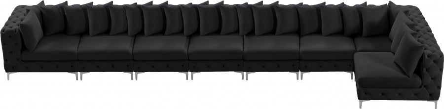 Meridian Furniture - Tremblay 228" Velvet Upholstered 8 Piece Modular Sectional - 686Black-Sec8B - GreatFurnitureDeal