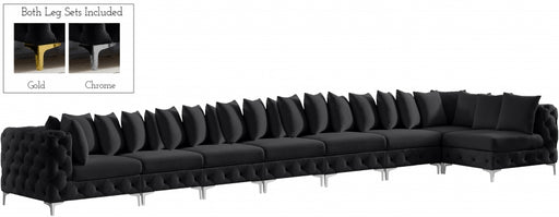 Meridian Furniture - Tremblay 228" Velvet Upholstered 8 Piece Modular Sectional - 686Black-Sec8B - GreatFurnitureDeal