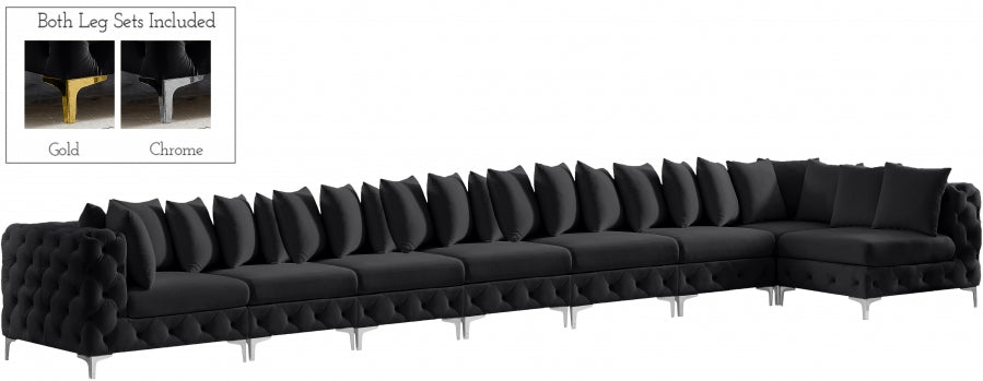 Meridian Furniture - Tremblay 228" Velvet Upholstered 8 Piece Modular Sectional - 686Black-Sec8B - GreatFurnitureDeal