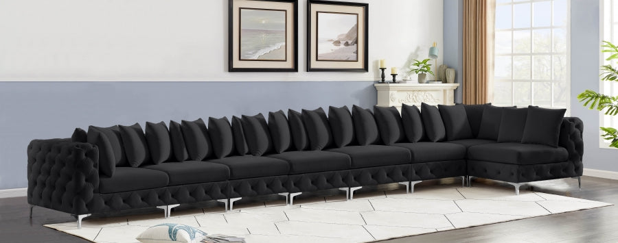 Meridian Furniture - Tremblay 228" Velvet Upholstered 8 Piece Modular Sectional - 686Black-Sec8B - GreatFurnitureDeal