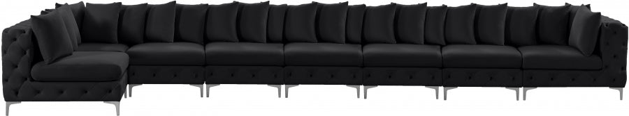 Meridian Furniture - Tremblay 228" Velvet Upholstered 8 Piece Modular Sectional - 686Black-Sec8B - GreatFurnitureDeal