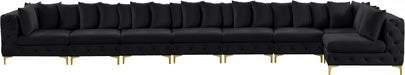 Meridian Furniture - Tremblay 228" Velvet Upholstered 8 Piece Modular Sectional - 686Black-Sec8B - GreatFurnitureDeal