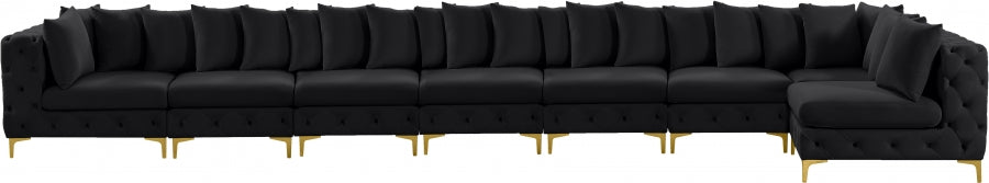 Meridian Furniture - Tremblay 228" Velvet Upholstered 8 Piece Modular Sectional - 686Black-Sec8B - GreatFurnitureDeal