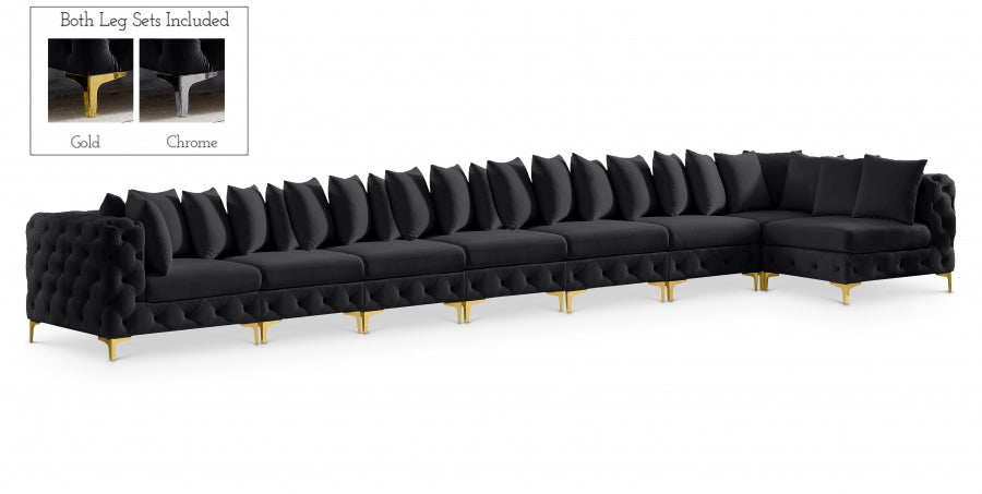 Meridian Furniture - Tremblay 228" Velvet Upholstered 8 Piece Modular Sectional - 686Black-Sec8B - GreatFurnitureDeal