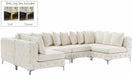 Meridian Furniture - Tremblay 139" Velvet Upholstered 6 Piece Modular Sectional - 686Cream-Sec6B - GreatFurnitureDeal