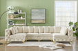 Meridian Furniture - Tremblay 139" Velvet Upholstered 6 Piece Modular Sectional - 686Cream-Sec6B - GreatFurnitureDeal