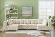 Meridian Furniture - Tremblay 139" Velvet Upholstered 6 Piece Modular Sectional - 686Cream-Sec6B - GreatFurnitureDeal