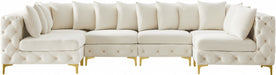 Meridian Furniture - Tremblay 139" Velvet Upholstered 6 Piece Modular Sectional - 686Cream-Sec6B - GreatFurnitureDeal