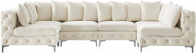 Meridian Furniture - Tremblay 139" Velvet Upholstered 6 Piece Modular Sectional - 686Cream-Sec6B - GreatFurnitureDeal