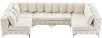Meridian Furniture - Tremblay 139" Velvet Upholstered 6 Piece Modular Sectional - 686Cream-Sec6B - GreatFurnitureDeal