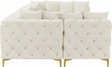 Meridian Furniture - Tremblay 139" Velvet Upholstered 6 Piece Modular Sectional - 686Cream-Sec6B - GreatFurnitureDeal