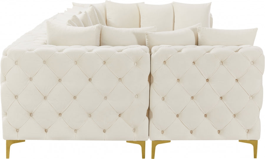 Meridian Furniture - Tremblay 139" Velvet Upholstered 6 Piece Modular Sectional - 686Cream-Sec6B - GreatFurnitureDeal