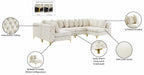 Meridian Furniture - Tremblay 139" Velvet Upholstered 6 Piece Modular Sectional - 686Cream-Sec6B - GreatFurnitureDeal