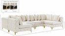 Meridian Furniture - Tremblay 139" Velvet Upholstered 6 Piece Modular Sectional - 686Cream-Sec6B - GreatFurnitureDeal