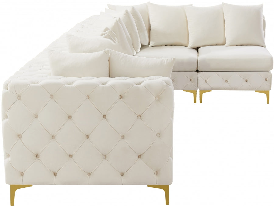 Meridian Furniture - Tremblay 169" Vegan Leather Upholstered 7 Piece Modular Sectional - 686Cream-Sec6C - GreatFurnitureDeal