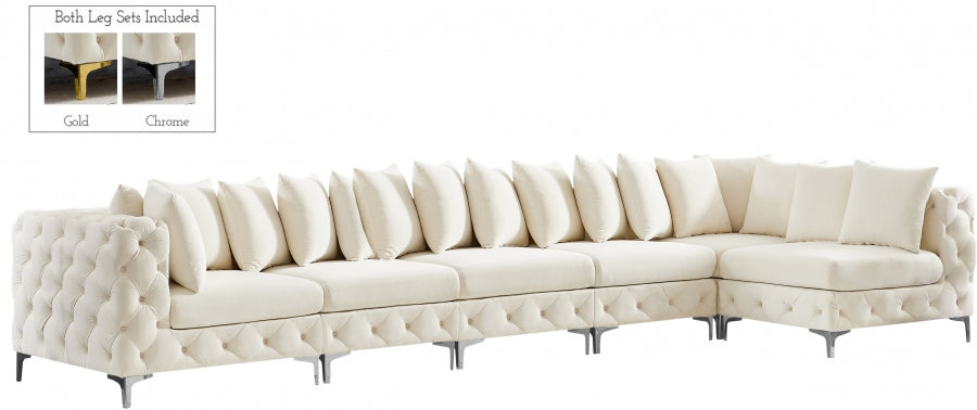 Meridian Furniture - Tremblay 169" Vegan Leather Upholstered 7 Piece Modular Sectional - 686Cream-Sec6C - GreatFurnitureDeal