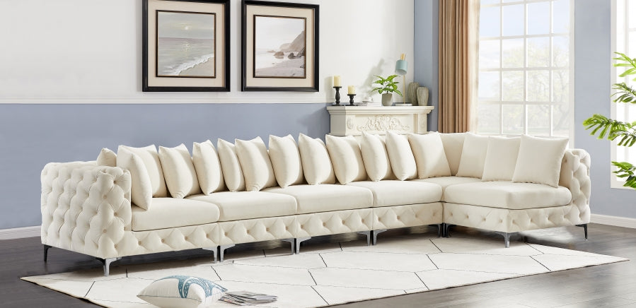 Meridian Furniture - Tremblay 169" Vegan Leather Upholstered 7 Piece Modular Sectional - 686Cream-Sec6C - GreatFurnitureDeal
