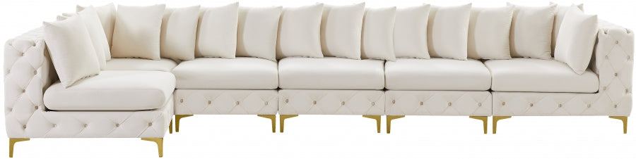 Meridian Furniture - Tremblay 169" Vegan Leather Upholstered 7 Piece Modular Sectional - 686Cream-Sec6C - GreatFurnitureDeal