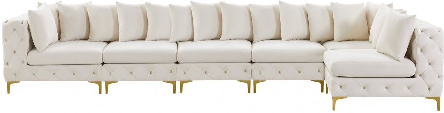 Meridian Furniture - Tremblay 169" Vegan Leather Upholstered 7 Piece Modular Sectional - 686Cream-Sec6C - GreatFurnitureDeal