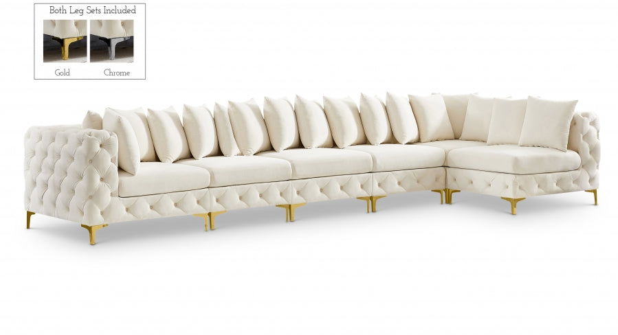 Meridian Furniture - Tremblay 169" Vegan Leather Upholstered 7 Piece Modular Sectional - 686Cream-Sec6C - GreatFurnitureDeal