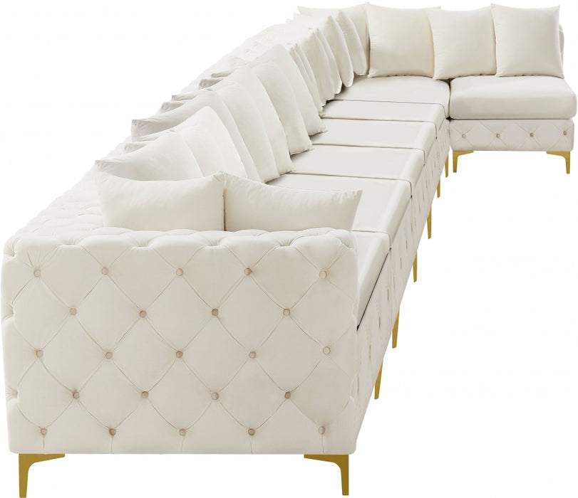 Meridian Furniture - Tremblay 228" Velvet Upholstered 8 Piece Modular Sectional - 686Cream-Sec8B - GreatFurnitureDeal